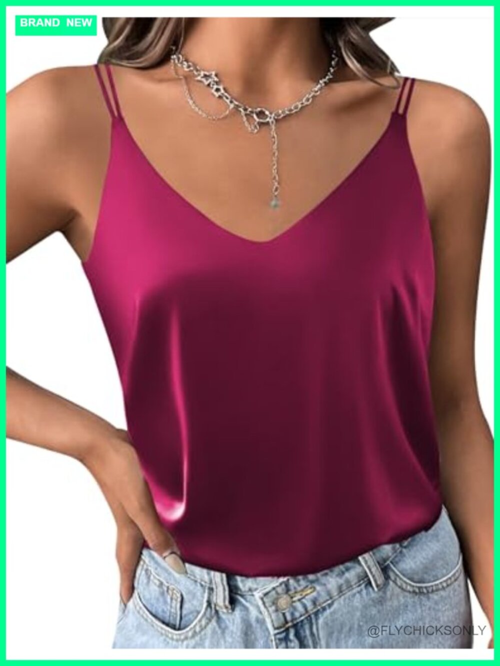 Sleeveless Silk Satin Camisole V Neck Spaghetti Strap Cami Crisscross Back